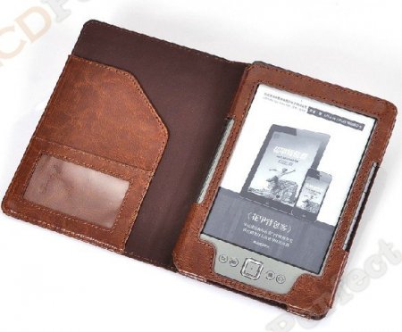 Brown PU Leather Book style Case Cover For Amazon Kindle 4