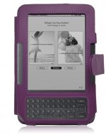 Purple PU Leather Book Style Case Cover With Buckle For Amazon Kindle 3