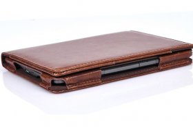 Brown PU Leather Book style Case Cover For Amazon Kindle 4