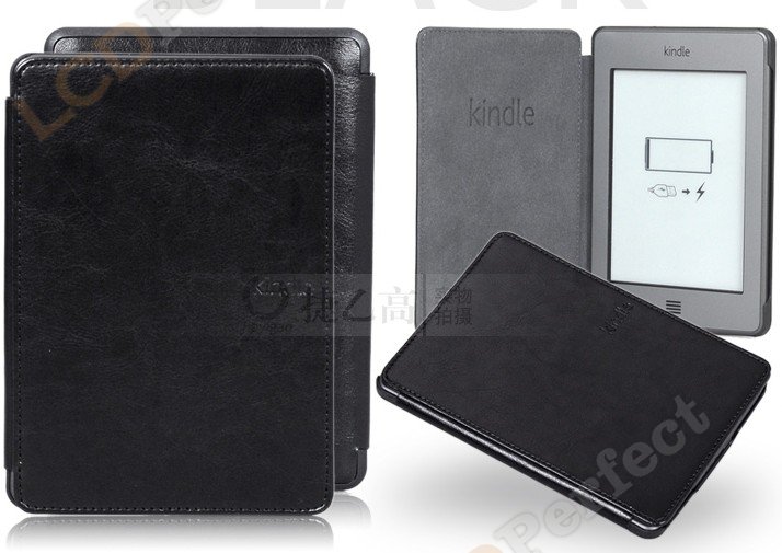 Black Red Leather Business Style Case Cover For Amazon Kindle Touch