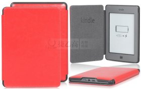 Black Red Leather Business Style Case Cover For Amazon Kindle Touch