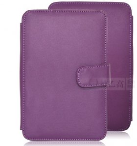 Purple PU Leather Book Style Case Cover With Buckle For Amazon Kindle 3