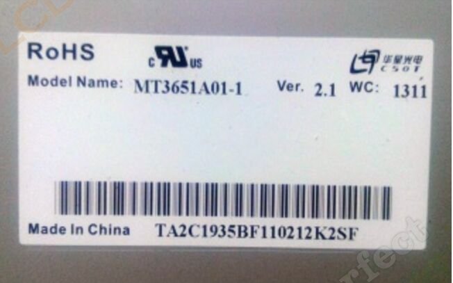 Original MT3651A01-1 CSOT Screen Panel 36.5 1366*768 MT3651A01-1 LCD Display